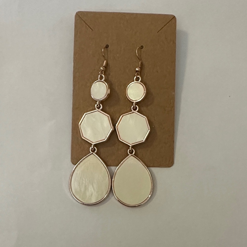 Elegant Cream Dangle Earrings